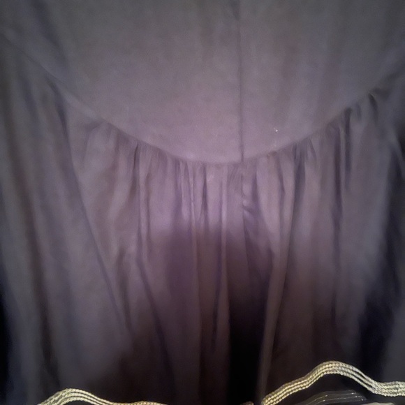 Navy embroidered boho top w/sequins Vneck long button slee - Picture 11 of 11